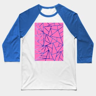 PINK And Blue Geometric Art. Baseball T-Shirt